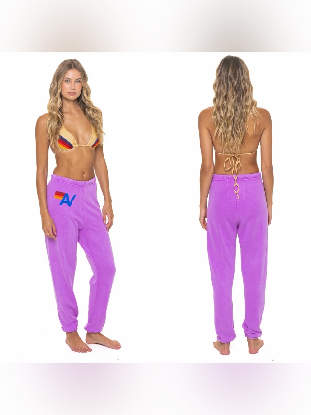 Aviator Nation Logo Sweatpants Neon Purple Size Small Good
